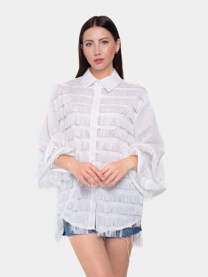 Hilda | Wight Ruffles Shirt