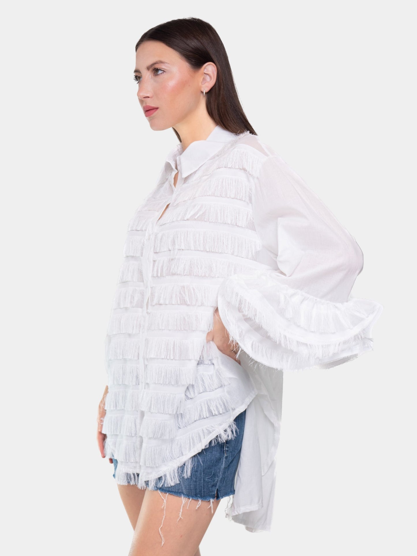 Hilda | Wight Ruffles Shirt