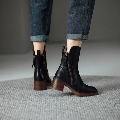 Missy | Leather Zip Ankle Boots