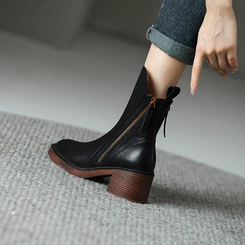 Missy | Leather Zip Ankle Boots