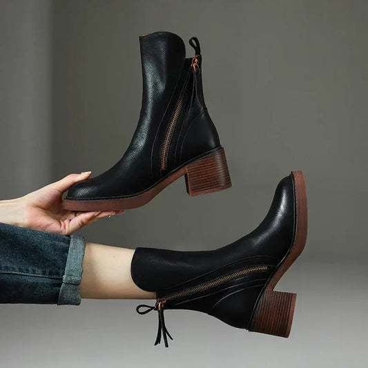 Missy | Leather Zip Ankle Boots